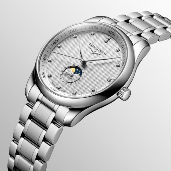 Montre Longines Master Collection Moonphase Cadran Argenté "grain d'orge" Bracelet Acier