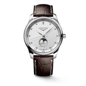 Montre Longines Master Collection Moonphase Cadran Argenté "grain d'orge" Bracelet Alligator