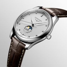 Montre Longines Master Collection Moonphase Cadran Argenté "grain d'orge" Bracelet Alligator