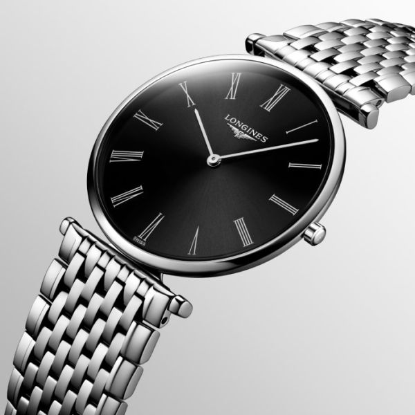 Montre La Grande Classique De Longines Cadran Noir soleillé Bracelet Acier