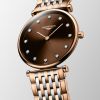Montre La Grande Classique De Longines Cadran Brun "soleil" Bracelet Acier PVD rouge