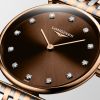 Montre La Grande Classique De Longines Cadran Brun "soleil" Bracelet Acier PVD rouge