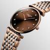 Montre La Grande Classique De Longines Cadran Brun "soleil" Bracelet Acier PVD rouge