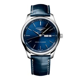 Montre Longines Master Collection Cadran Bleu soleillé Bracelet Alligator