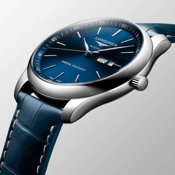 Montre Longines Master Collection Cadran Bleu soleillé Bracelet Alligator