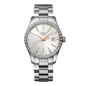 Montre Conquest Classic Cadran Argenté "soleil" Bracelet Acier