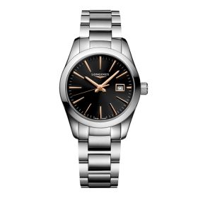 Montre Conquest Classic Cadran Noir Bracelet Acier