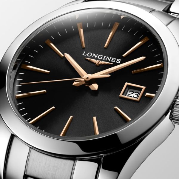 Montre Conquest Classic Cadran Noir Bracelet Acier