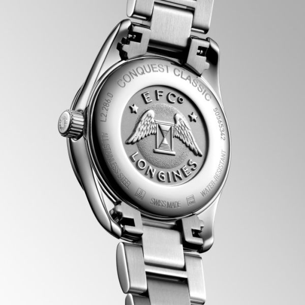 Montre Conquest Classic Cadran Nacre blanche Bracelet Acier