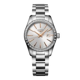 Montre Conquest Classic Cadran Argenté "soleil" Bracelet Acier