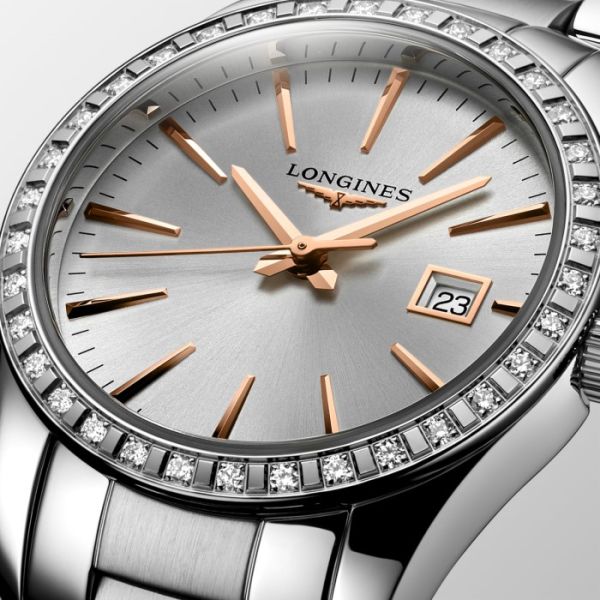Montre Conquest Classic Cadran Argenté "soleil" Bracelet Acier