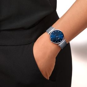 Montre La Grande Classique De Longines Cadran Bleu soleillé Bracelet Acier