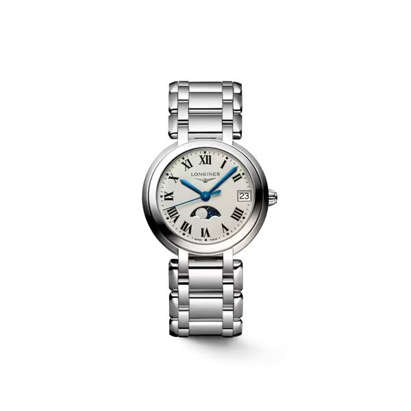 Montre Longines Primaluna Moonphase Cadran Argenté Bracelet Acier