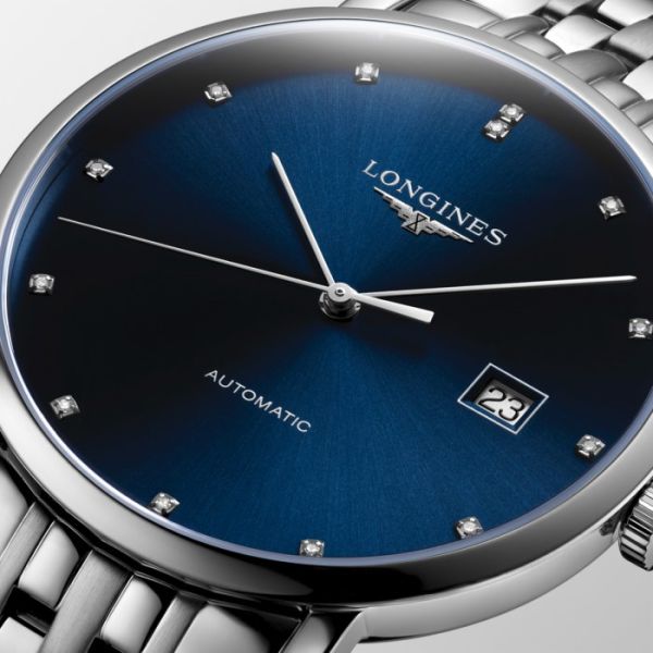 Montre Longines Elegant Collection Cadran Bleu soleillé Bracelet Acier