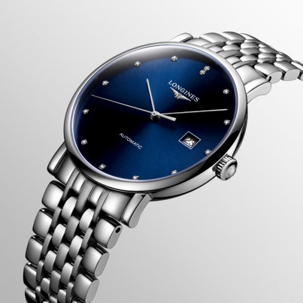 Montre Longines Elegant Collection Cadran Bleu soleillé Bracelet Acier