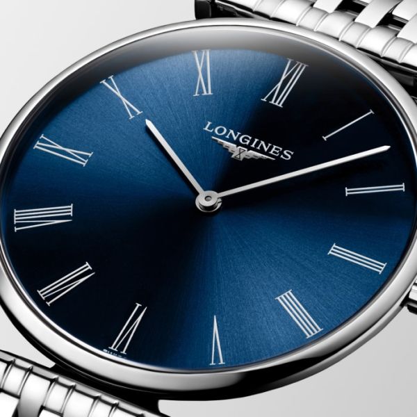 Montre La Grande Classique De Longines Cadran Bleu soleillé Bracelet Acier