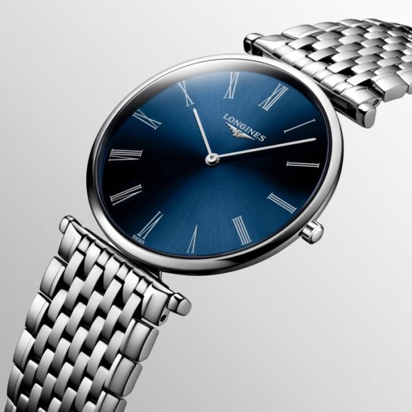 Montre La Grande Classique De Longines Cadran Bleu soleillé Bracelet Acier