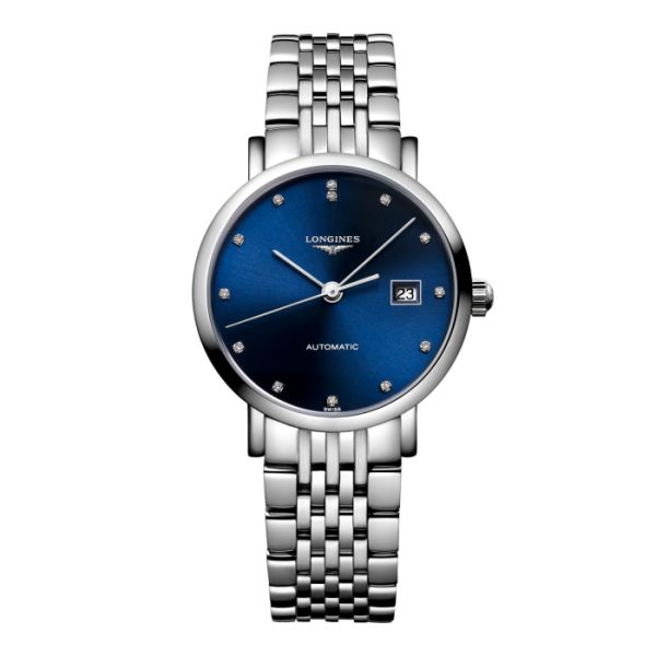 Montre Longines Elegant Collection Cadran Bleu soleillé Bracelet Acier