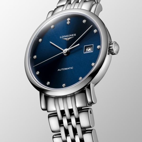 Montre Longines Elegant Collection Cadran Bleu soleillé Bracelet Acier