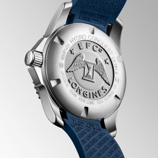 Montre Hydroconquest Cadran Bleu soleillé Bracelet caoutchouc