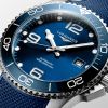 Montre Hydroconquest Cadran Bleu soleillé Bracelet caoutchouc