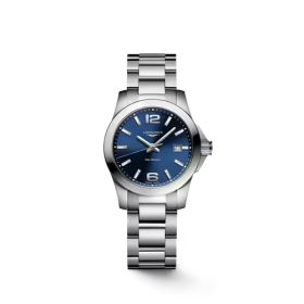 Montre Conquest Cadran Bleu soleillé Bracelet Acier
