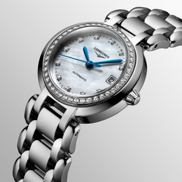 Montre Longines Primaluna Cadran Nacre blanche Bracelet Acier