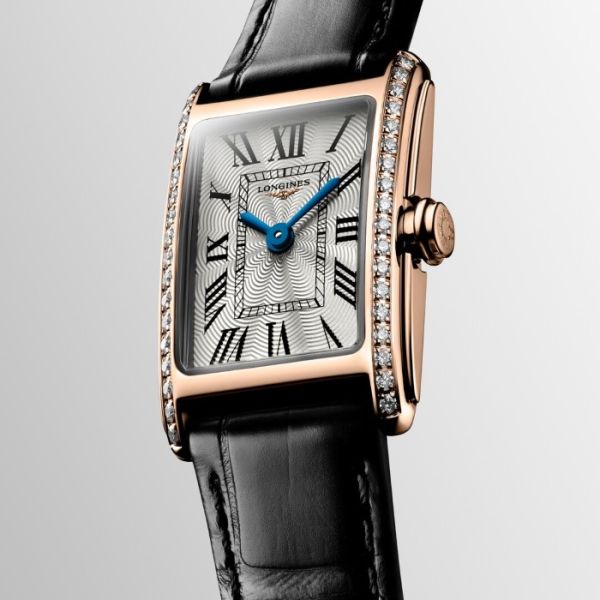 Montre Longines Dolcevita Cadran Argenté "flinqué" Bracelet Alligator