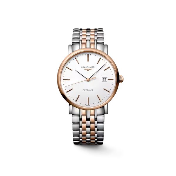 Montre Longines Elegant Collection Cadran Blanc mat Bracelet acier Coiffe Or Rose