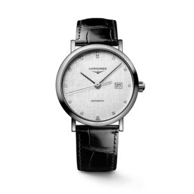 Montre Longines Elegant Collection Cadran Striped Silver Bracelet Alligator