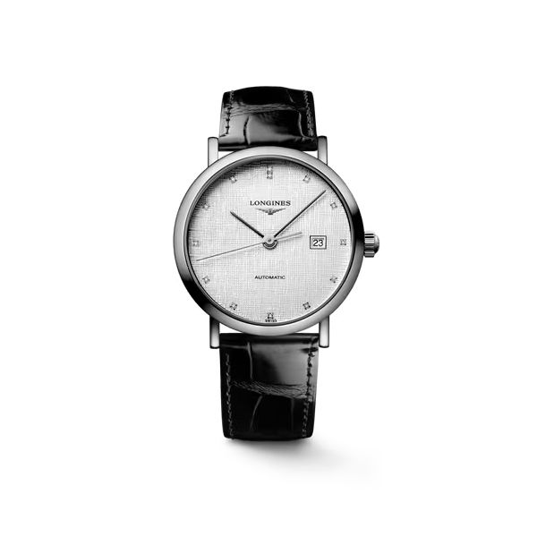 Montre Longines Elegant Collection Cadran Striped Silver Bracelet Alligator