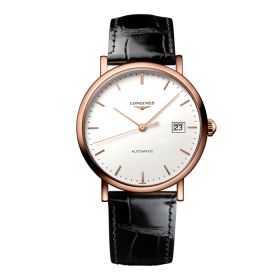 Montre Longines Elegant Collection Cadran Blanc mat Bracelet Alligator