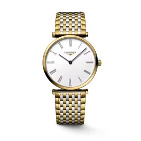 Montre La Grande Classique De Longines Cadran Blanc Bracelet Acier et PVD jaune