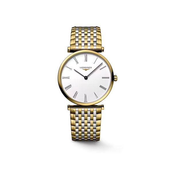 Montre La Grande Classique De Longines Cadran Noir laqué poli Bracelet Acier