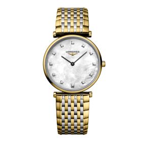 Montre La Grande Classique De Longines Cadran Nacre blanche Bracelet Acier et PVD jaune