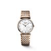 Montre La Grande Classique De Longines Cadran Nacre blanche Bracelet Acier PVD rouge