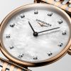 Montre La Grande Classique De Longines Cadran Nacre blanche Bracelet Acier PVD rouge