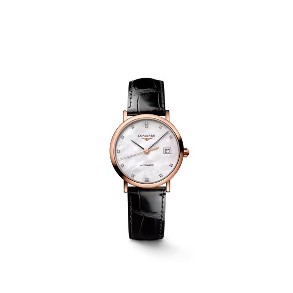Montre Longines Elegant Collection Cadran Blanc mat Bracelet Alligator