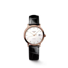 Montre Longines Elegant Collection Cadran Blanc mat Bracelet Alligator
