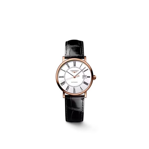 Montre Longines Elegant Collection Cadran Blanc mat Bracelet Alligator