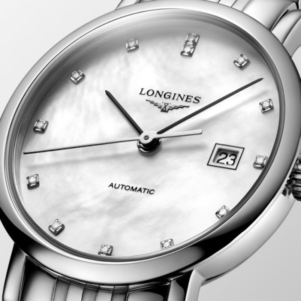 Montre Longines Elegant Collection Cadran Nacre blanche Bracelet Acier