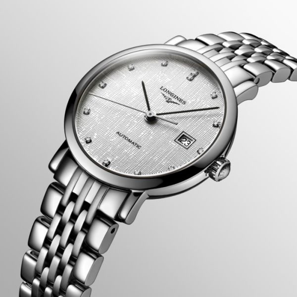 Montre Longines Elegant Collection Cadran Striped Silver Bracelet Acier