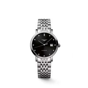 Montre Longines Elegant Collection Cadran Noir soleillé Bracelet Acier