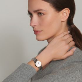 Montre Longines Elegant Collection Cadran Nacre blanche Bracelet acier Coiffe Or Rose