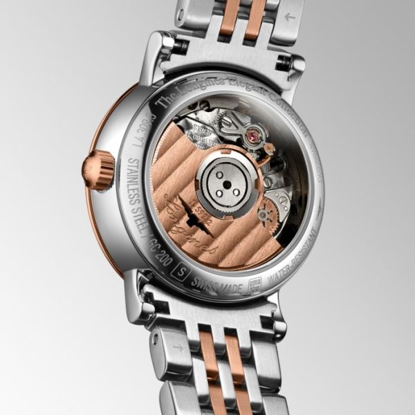 Montre Longines Elegant Collection Cadran Nacre blanche Bracelet acier Coiffe Or Rose