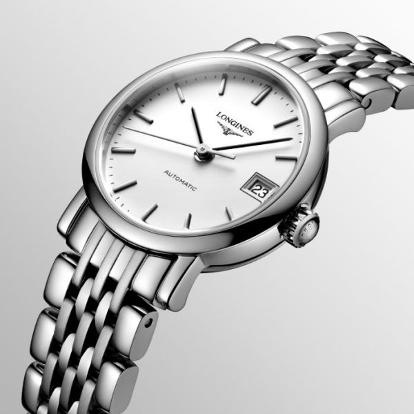 Montre Longines Elegant Collection Cadran Blanc mat Bracelet Acier