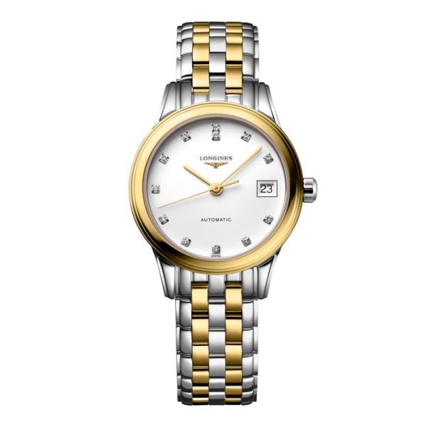 Montre Flagship Cadran Blanc mat Bracelet Acier et PVD jaune