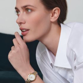 Montre Flagship Cadran Blanc mat Bracelet Acier et PVD jaune