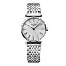 Montre La Grande Classique De Longines Cadran Argenté "flinqué" Bracelet Acier