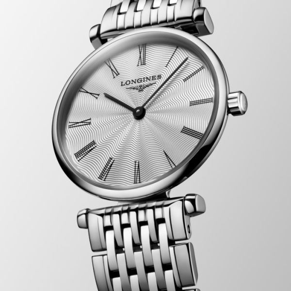 Montre La Grande Classique De Longines Cadran Argenté "flinqué" Bracelet Acier